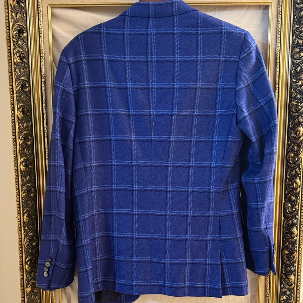 Isaia Royal Blue Checkered Blazer - Picture 2 of 9